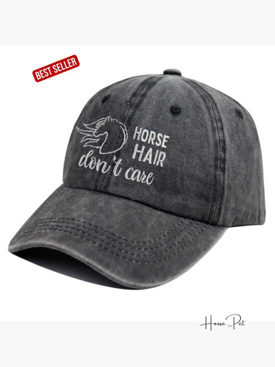 Horse Hair Don\'t Care Hat, Adjustable Distressed Cotton Baseball Cap for Women main image 6